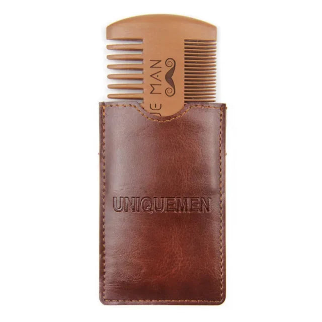 Men’s Wooden Beard Comb — Leather Case Gift Set – My Supreme Gifts