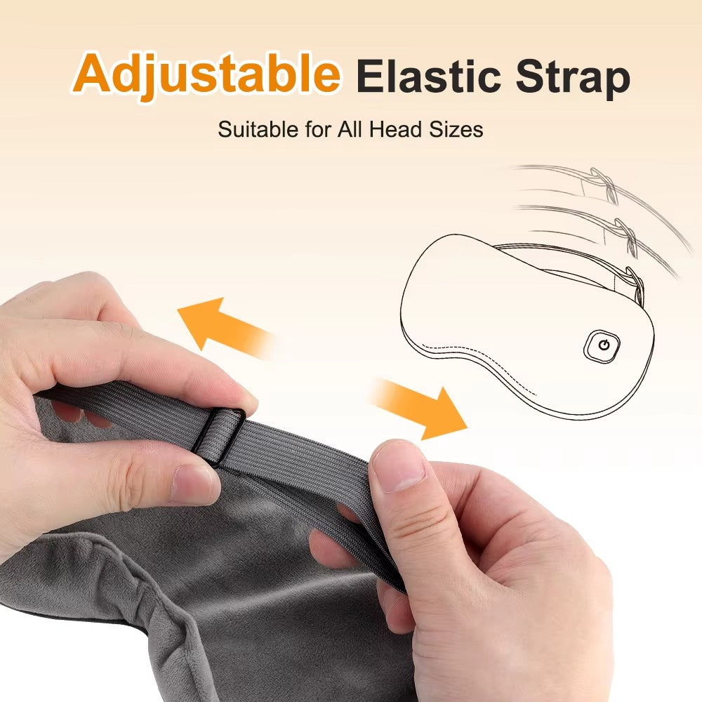 Heated eye mask with adjustable strap detail